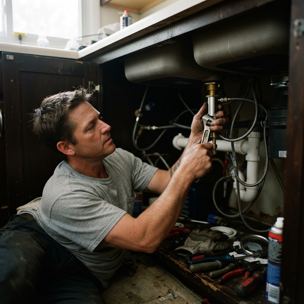 Fresh caulk being applied around a bathtub